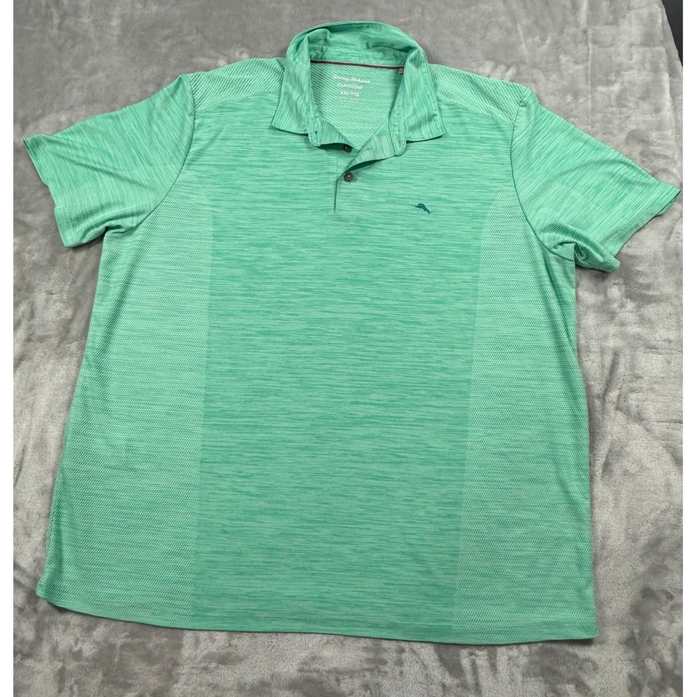 Tommy Bahama IslandZone Mens XXL Polo Shirt Green Space Dye Performance Golf Tee